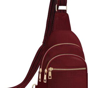 Red small leather crossbody sling bag for women, stylish and versatile with adju